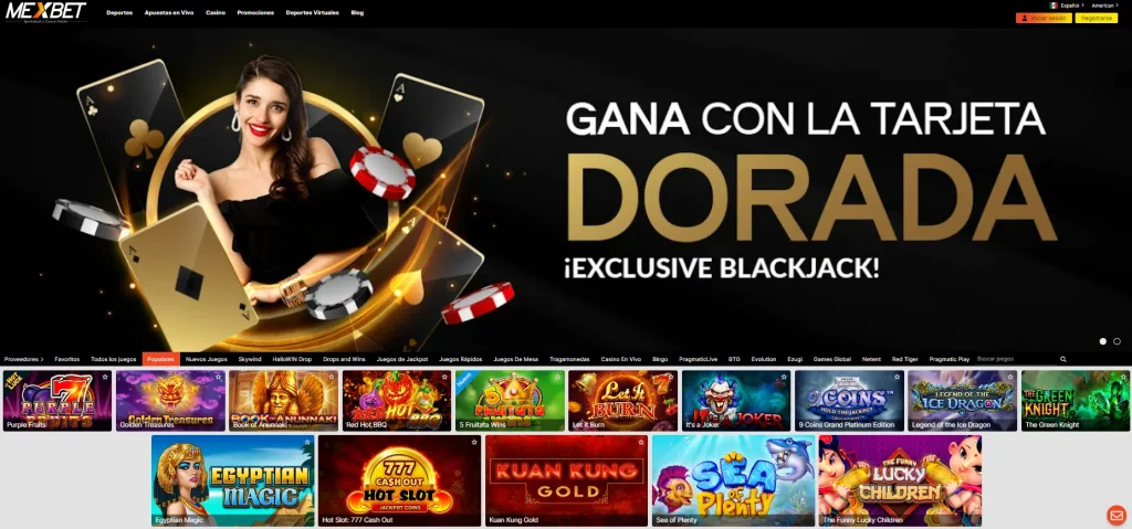 Interfaz del casino Mexbet